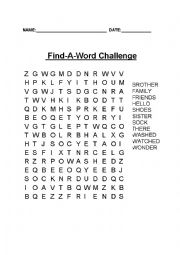 English Worksheet: FIND A WORD
