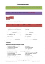 English Worksheet: Common Expressions