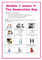 English Worksheet: 9th form module 1 lesson 3 the generation gap (part 1)