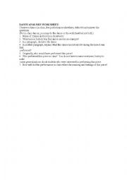 English Worksheet: dance Analysis worksheet