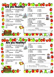 English Worksheet: HEALTH HABITS - QUIZ