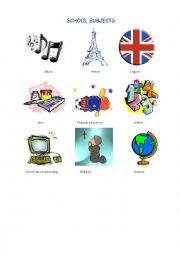 English Worksheet: subjects