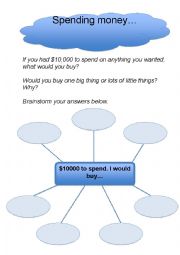 English Worksheet: Spending money brainstorm