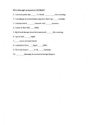 English Worksheet: Prepositions AT/ON/IN