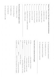 English Worksheet: There is/are, verbs, negative, put in order