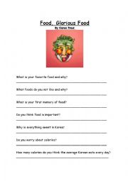English Worksheet: Food Lesson