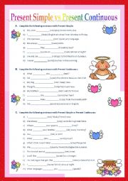 English Worksheet: Present Simple vs Present Continuous Exercises
