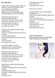 English Worksheet: Katy Perry Roar