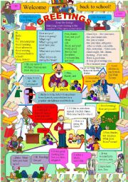 English Worksheet: Greetings and Introductions at the beginning of school