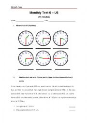 English Worksheet: Monthly Test for Backpack 2