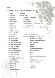 English Worksheet: Present Simple & Present Continuous Exercises
