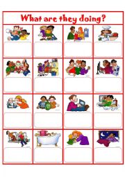 English Worksheet: What are they doing? - Matching Game