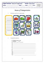 English Worksheet: Means of Transportation