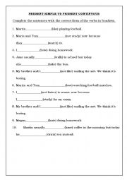 English Worksheet: Present Simple vs Present Continuous