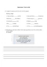 English Worksheet: Verb to be in present simple