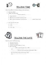 English Worksheet: telling time and date