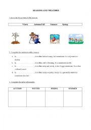 English Worksheet: Seasons and weather