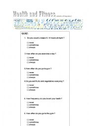 English Worksheet: health and fitnees