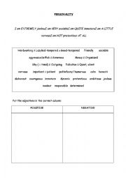 English Worksheet: Personality activities