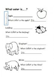 English Worksheet: What color is?