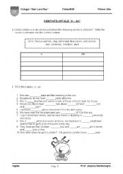 English Worksheet: ARTICLES: A - AN