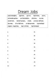 English Worksheet: dream jobs