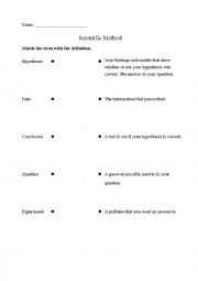 English Worksheet: Scientific Method Matching