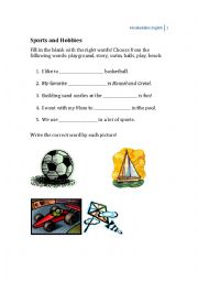 English Worksheet: Sports and Hobbies Worksheet