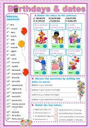 English Worksheet: BIRTHDAYS & DATES
