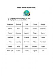 English Worksheet: oral comprehension grid