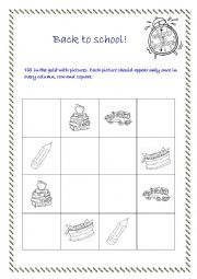 English Worksheet: Back to school Sudoku