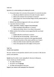 English Worksheet: About His Person by Simon Armitage - analysis and essay