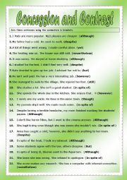 English Worksheet: CONCESSION AND CONTRAST : LINKING WORDS
