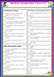  Relative Clauses  Rewriting Test 2 