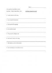 English Worksheet: Change Sentences to Questions with 