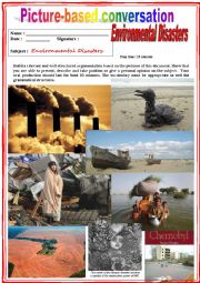 English Worksheet: Picture based conversation.  Environmental Disasters. (Debating) 15/