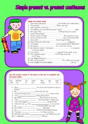 English Worksheet: Simple present vs. present continuous