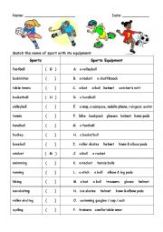 Sports Names and Equipment