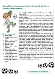 Reading comprehension: I want to be a soccer champion!