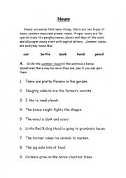 English Worksheet: Common Nouns