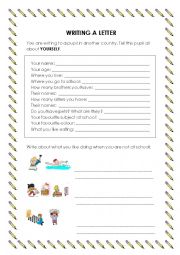 English Worksheet: Writing a letter