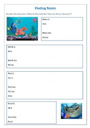 English Worksheet: Finding Nemo