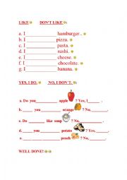 English Worksheet: Likes and Dislikes