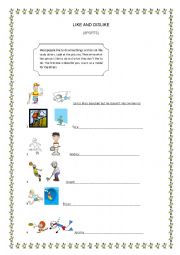 English Worksheet: Like and Dislike