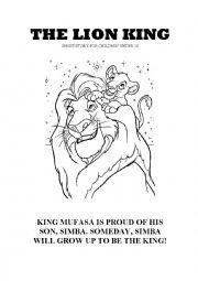 English Worksheet: The Lion King - short story for elementary/ primary school students
