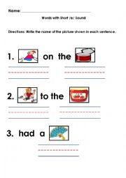 English Worksheet: CVC_short A