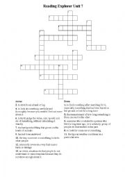 English Worksheet: Reading Explorer 1 7B crossword puzzle