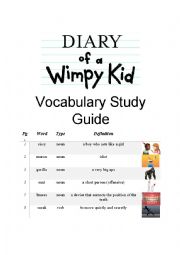 Diary of a Wimpy Kid Vocabulary Study Guide Part 1 of 3