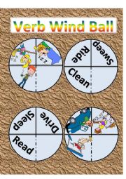 English Worksheet: Verb Wind Ball with instructions