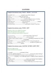 English Worksheet: Quantifiers